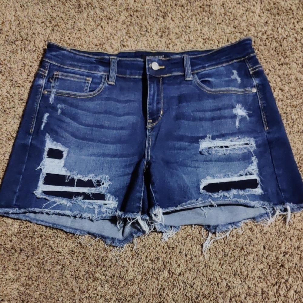 Distressed Blue Denim Shorts